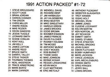 1991 Action Packed - Checklists #NNO Checklist: 1-72 Front