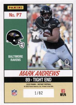 2020 Panini Instant NFL - Pro Bowl #P7 Mark Andrews Back