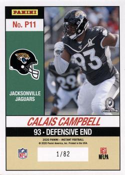 2020 Panini Instant NFL - Pro Bowl #P11 Calais Campbell Back