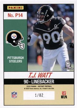 2020 Panini Instant NFL - Pro Bowl #P14 T.J. Watt Back