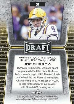 2020 Leaf Draft - Gold #01 Joe Burrow Back