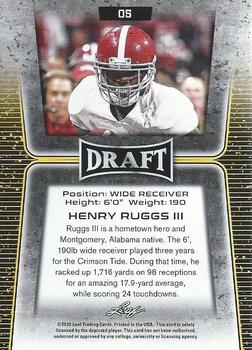 2020 Leaf Draft - Gold #05 Henry Ruggs III Back