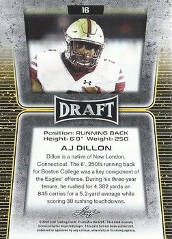 2020 Leaf Draft - Gold #16 AJ Dillon Back