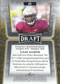2020 Leaf Draft - Gold #22 Cam Akers Back
