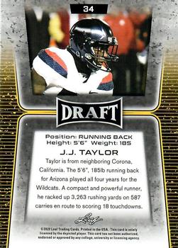 2020 Leaf Draft - Gold #34 J.J. Taylor Back