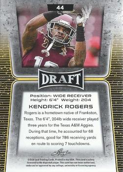 2020 Leaf Draft - Gold #44 Kendrick Rogers Back