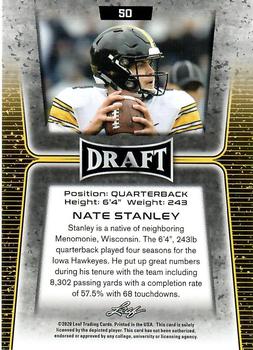 2020 Leaf Draft - Gold #50 Nate Stanley Back