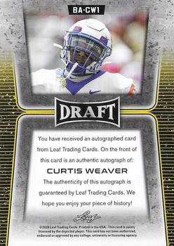 2020 Leaf Draft - Autographs #BA-CW1 Curtis Weaver Back