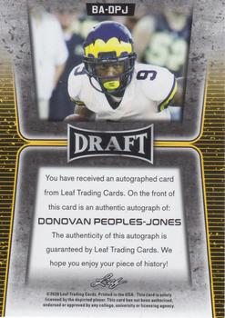 2020 Leaf Draft - Autographs #BA-DPJ Donovan Peoples-Jones Back