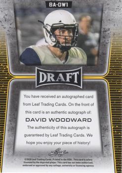 2020 Leaf Draft - Autographs #BA-DW1 David Woodward Back