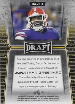 2020 Leaf Draft - Autographs #BA-JG1 Jonathan Greenard Back