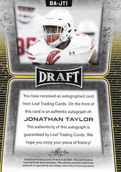 2020 Leaf Draft - Autographs #BA-JT1 Jonathan Taylor Back