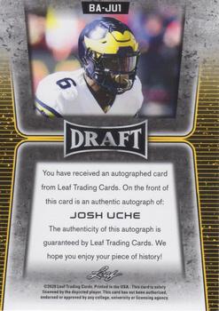 2020 Leaf Draft - Autographs #BA-JU1 Josh Uche Back