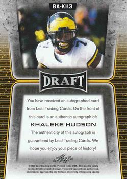 2020 Leaf Draft - Autographs #BA-KH3 Khaleke Hudson Back