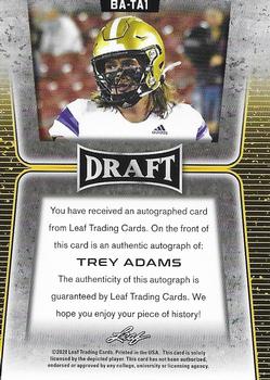 2020 Leaf Draft - Autographs #BA-TA1 Trey Adams Back