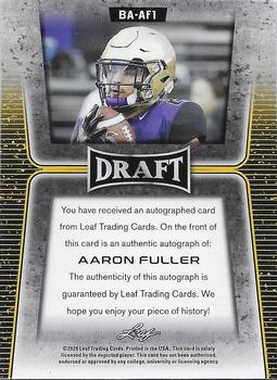 2020 Leaf Draft - Autographs Gold #BA-AF1 Aaron Fuller Back