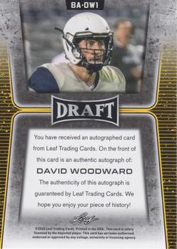 2020 Leaf Draft - Autographs Gold #BA-DW1 David Woodward Back
