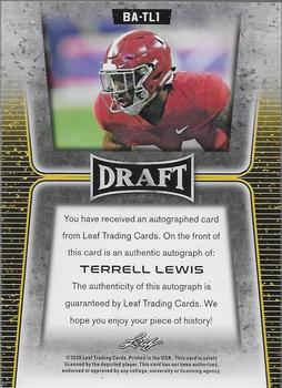 2020 Leaf Draft - Autographs Gold #BA-TL1 Terrell Lewis Back