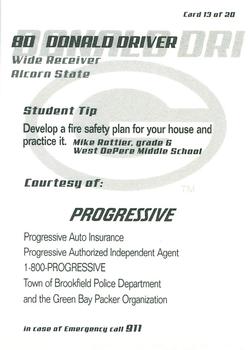 2003 Green Bay Packers Police - Brookfield, Town Police Department #13 Donald Driver Back