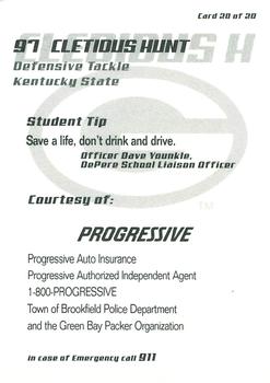 2003 Green Bay Packers Police - Brookfield, Town Police Department #20 Cletidus Hunt Back