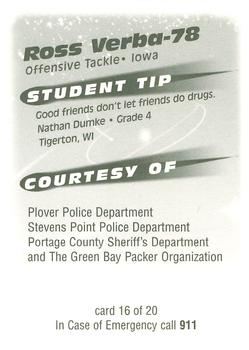 1999 Green Bay Packers Police - Plover Police Department, Stevens Point Police Department, Portage County Sheriff's Department #16 Ross Verba Back