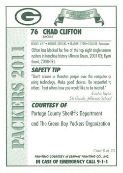 2011 Green Bay Packers Police - Portage County Sheriff's Department #8 Chad Clifton Back