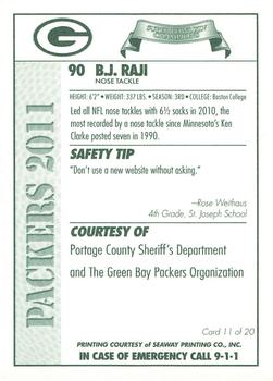 2011 Green Bay Packers Police - Portage County Sheriff's Department #11 B.J. Raji Back