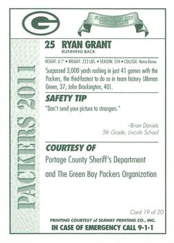 2011 Green Bay Packers Police - Portage County Sheriff's Department #19 Ryan Grant Back