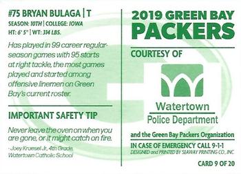 2019 Green Bay Packers Police - Watertown Police Department #9 Bryan Bulaga Back