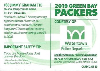 2019 Green Bay Packers Police - Watertown Police Department #12 Jimmy Graham Back