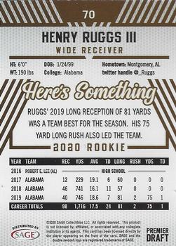 2020 SAGE HIT - Silver #70 Henry Ruggs III Back