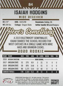 2020 SAGE HIT - Silver #84 Isaiah Hodgins Back