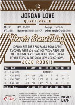 2020 SAGE HIT - Gold #12 Jordan Love Back
