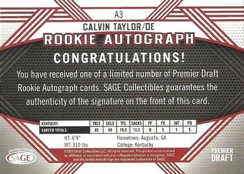 2020 SAGE HIT - Rookie Autographs Black #A3 Calvin Taylor Back