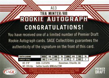 2020 SAGE HIT - Rookie Autographs Black #A13 Tra Minter Back