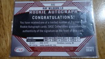 2020 SAGE HIT - Rookie Autographs Black #A46 Ray Wilborn Back