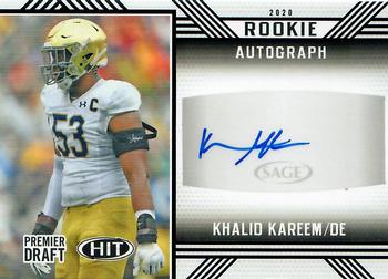 2020 SAGE HIT - Rookie Autographs Black #A79 Khalid Kareem Front