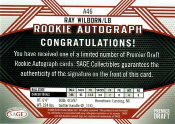 2020 SAGE HIT - Rookie Autographs Red #A46 Ray Wilborn Back