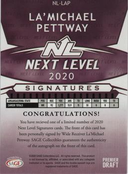 2020 SAGE HIT - Next Level Signatures Silver #NL-LAP La'Michael Pettway Back