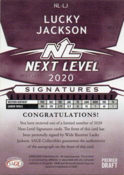 2020 SAGE HIT - Next Level Signatures Gold #NL-LJ Lucky Jackson Back
