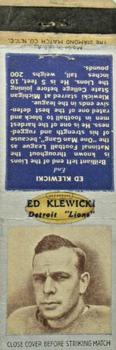 1938 Diamond Matchbooks #NNO Ed Klewicki Front