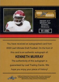 2020 Leaf Ultimate Draft - 1991 Leaf Rookie Autographs Emerald Spectrum #91-KM2 Kenneth Murray Back