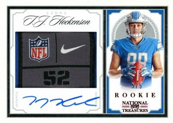 2019 Panini National Treasures - Crossover Rookie Patch Autographs Laundry Tag #CRS-TJ T.J. Hockenson Front