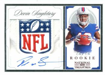2019 Panini National Treasures - Crossover Rookie Patch Autographs NFL Shield #CRS-DI Devin Singletary Front