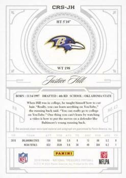 2019 Panini National Treasures - Crossover Rookie Patch Autographs NFL Shield #CRS-JH Justice Hill Back
