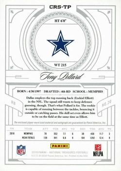 2019 Panini National Treasures - Crossover Rookie Patch Autographs NFL Shield #CRS-TP Tony Pollard Back