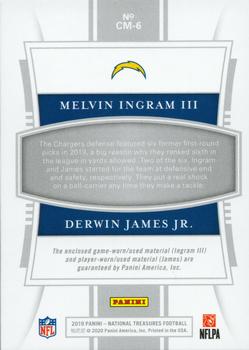 2019 Panini National Treasures - NFL Gear Combo Materials Prime #CM-6 Derwin James Jr. / Melvin Ingram III Back