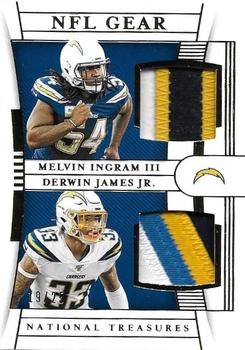 2019 Panini National Treasures - NFL Gear Combo Materials Prime #CM-6 Derwin James Jr. / Melvin Ingram III Front