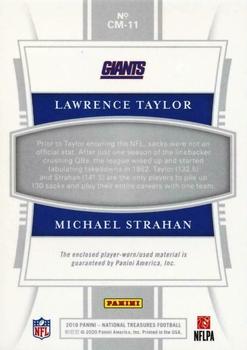 2019 Panini National Treasures - NFL Gear Combo Materials Prime #CM-11 Lawrence Taylor / Michael Strahan Back