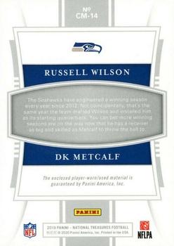 2019 Panini National Treasures - NFL Gear Combo Materials Prime Holo Gold #CM-14 DK Metcalf / Russell Wilson Back